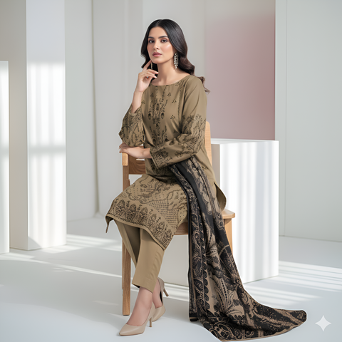 3pc lawn embroidered shirt vol-AH-1805
