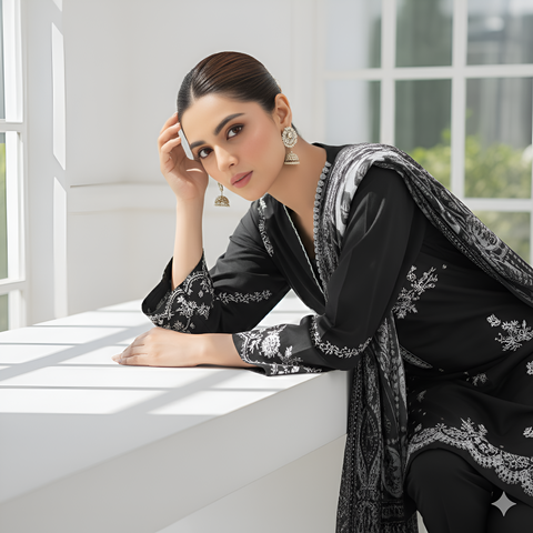 3pc lawn embroidered shirt vol-AH-1806