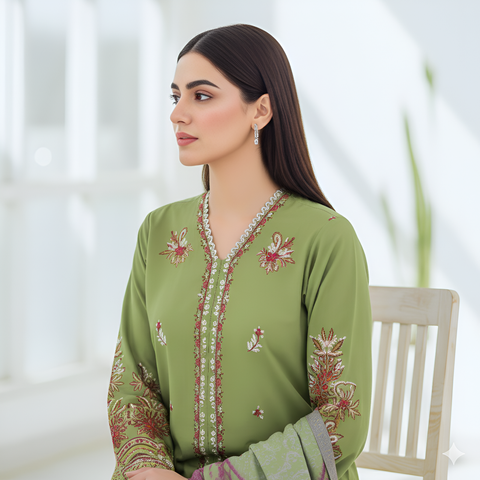 3pc lawn embroidered shirt vol-AH-1807