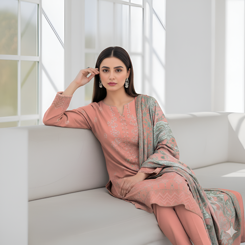3pc lawn embroidered shirt vol-AH-1808